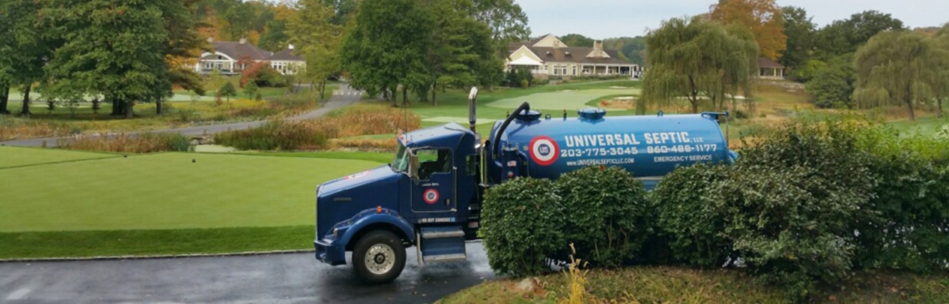 A Universal Septic Truck at Burning Tree Country Club Greenwich, CT.